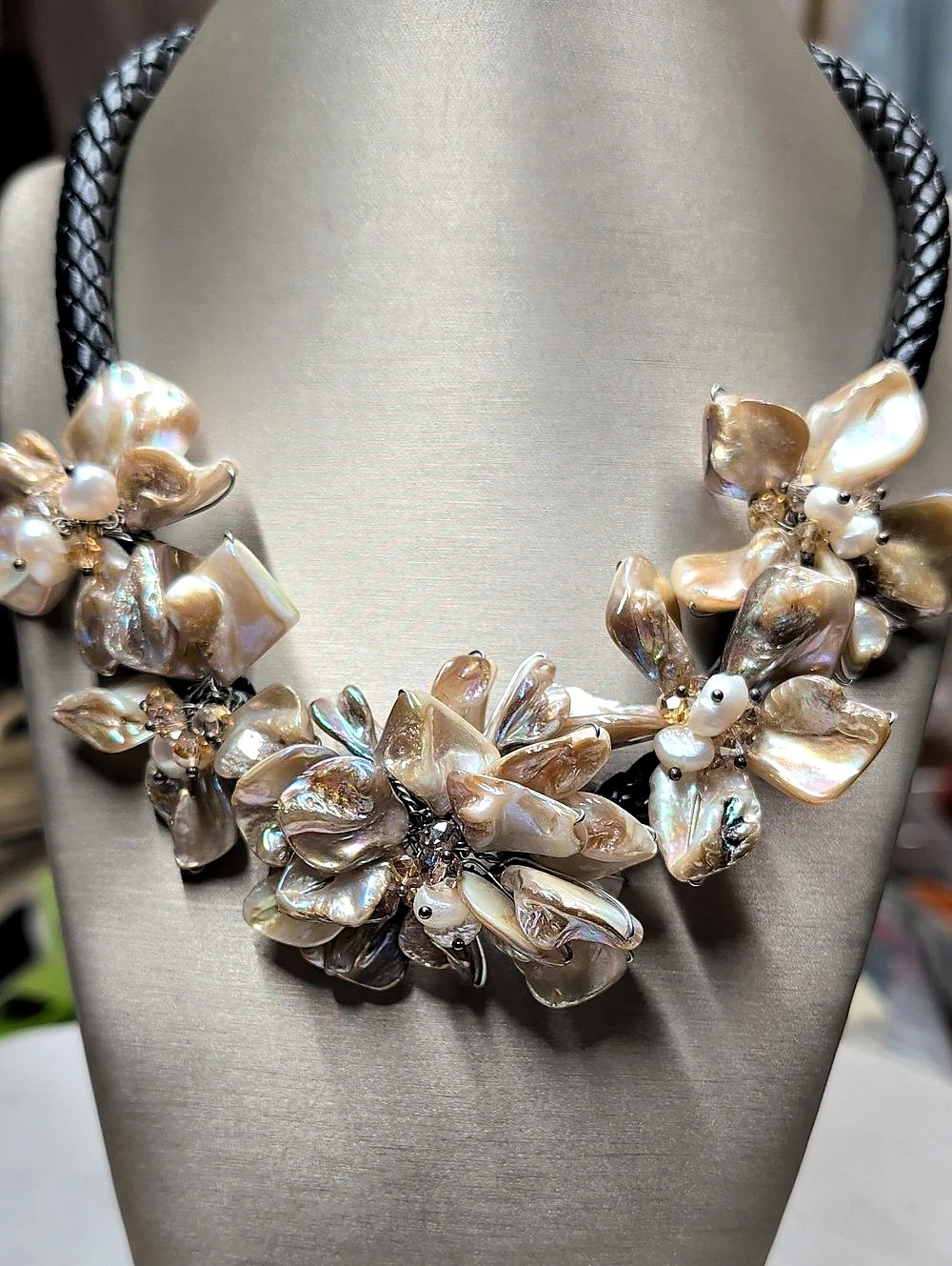Floral Mother-of-Pearl Statement Necklace